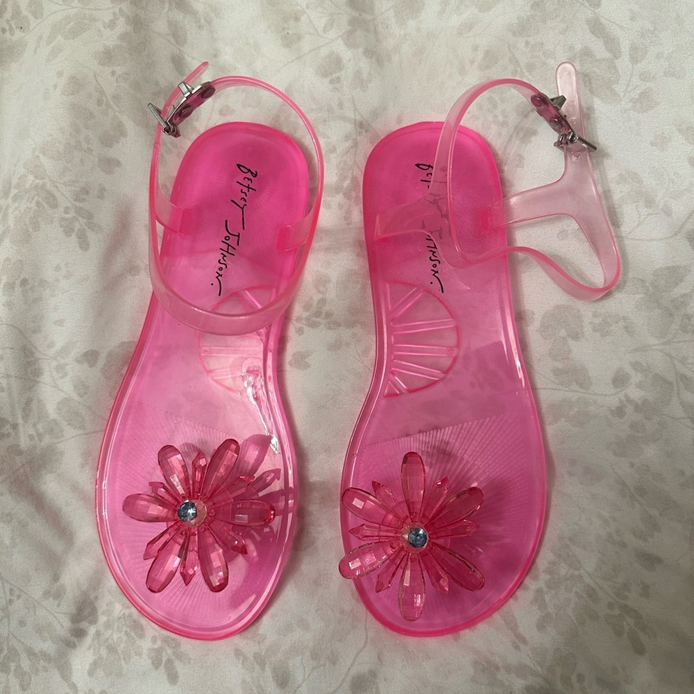 Betsey Johnson Pink Floral Jelly Sandals